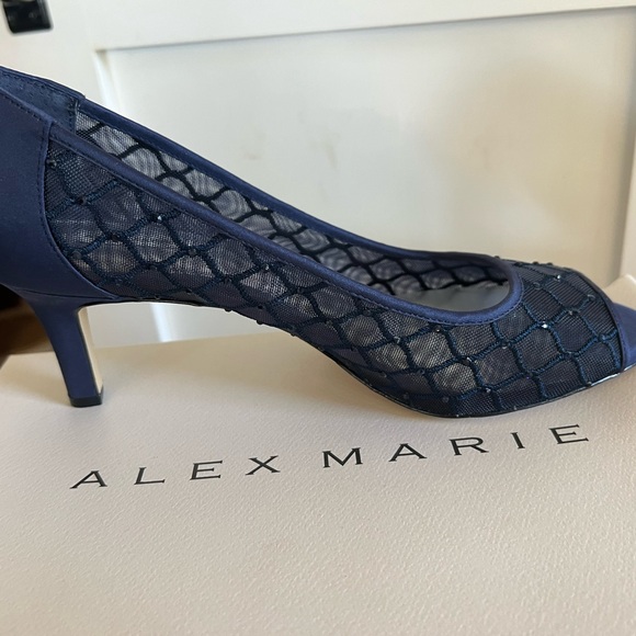 Alex Marie Blue Quilted Peep-Toe Heels - Picture 5 of 6
